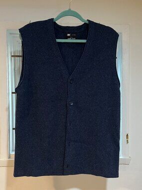 Men's Blue  Button-up Sweater Vest by Simons Le 31